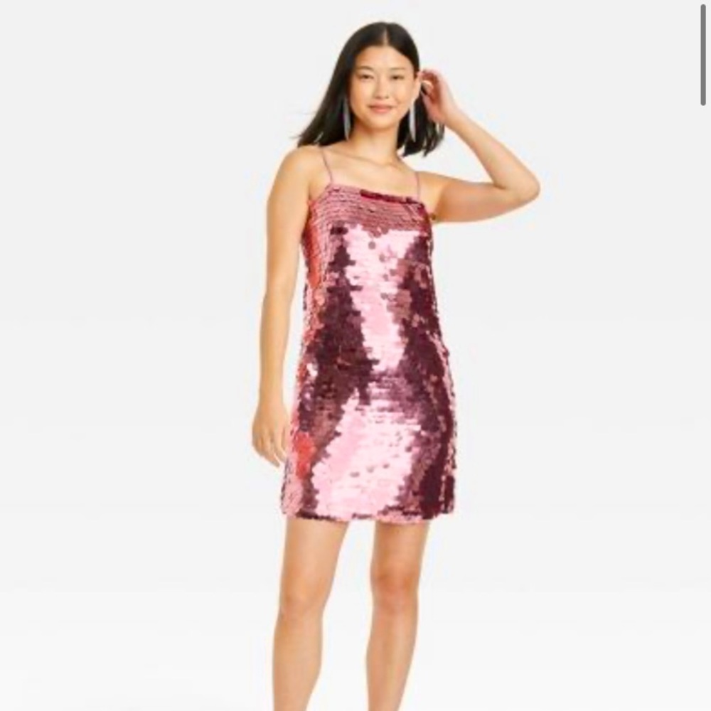 Pink Paillette Dress S